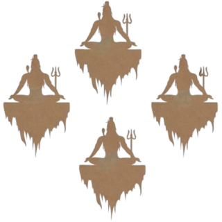Laser Cut MDF Wood Lord Shiv Ji 5 Inch Plain MDF Blank Cutouts for DIY, Artwork, Decoupage, Resin Art, Home, Office, Festive Décor (PK-4)