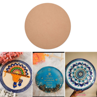 2 Round Circle MDF Pine Wood 12 inch MDF Boards for Art and Craft - 3mm Unfinished Round Wood Slices for Resin Art, Mandala Art,Pyrography, Painting