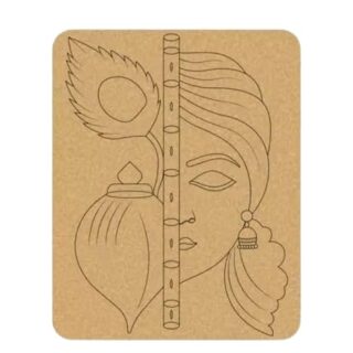 KNG Pre Marked MDF Base - Krishna with Sankh and Bansuri- Art and Craft Cutout Home Unfinished DIY Work Radhakrishna (24 x 30 cm)
