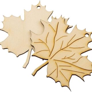 20pcs Laser Cutouts Wood Maple Leaves Shaped Hanging Ornaments with Hole Unfinished DIY Crafts Gift Tags for Thanksgiving, Halloween, and Holiday Decoration Supplies