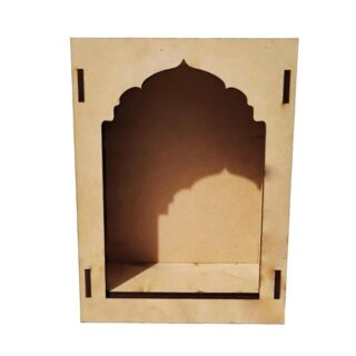 Unfinished Wood MDF Jharokha Wall Decor Kit - Plain Box Cutout Wooden Craft for Creative Home Decor, Customizable Frame for Art, Painting, and DIY Projects