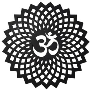 Black Om Round Decorative Wall Art Mdf Wooden Om Chakra For Temple, Living Room, Bedroom, Office, Hotel, Home Decor Items, Gift Item, Mandala Wall Hanging For House Decoration 15x15cm