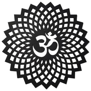 Black Om Round Decorative Wall Art Mdf Wooden Om Chakra For Temple, Living Room, Bedroom, Office, Hotel, Home Decor Items, Gift Item, Mandala Wall Hanging For House Decoration 15x15cm