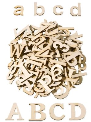 Laser Cut Wooden Letters 1.5-Inch MDF Alphabet A-Z Upper & Lowercase, Durable Wooden Letters for Crafts, DIY Projects, Wall Décor, Personalized Art
