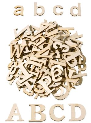 Laser Cut Wooden Letters 1.5-Inch MDF Alphabet A-Z Upper & Lowercase, Durable Wooden Letters for Crafts, DIY Projects, Wall Décor, Personalized Art