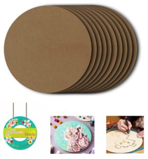 MDF Board Cutouts - 12 Inch 2.5mm Thick Circle Boards Set Of 5 | MDF Board for Lippan Art, Resin, Mandala, Painting & Art and Craft | Premium Round Pine Wood Slices for Artists and Students