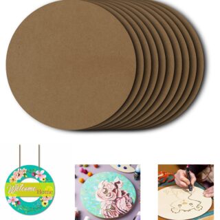 MDF Board Cutouts - 12 Inch 2.5mm Thick Circle Boards Set Of 5 | MDF Board for Lippan Art, Resin, Mandala, Painting & Art and Craft | Premium Round Pine Wood Slices for Artists and Students