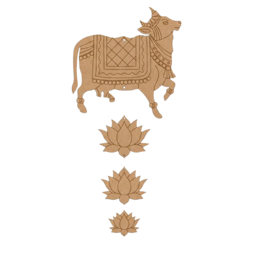 Pichwai Cow And Lotus Pre Marked MDF Design 5