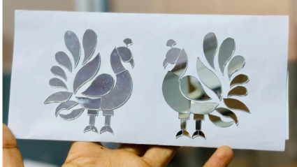 Fancy silver peacock shape mirror (Left & Right) P-1427