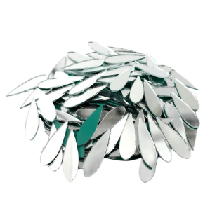 Almond Shape Silver Glass Mirror Design 1 For Lippan Art